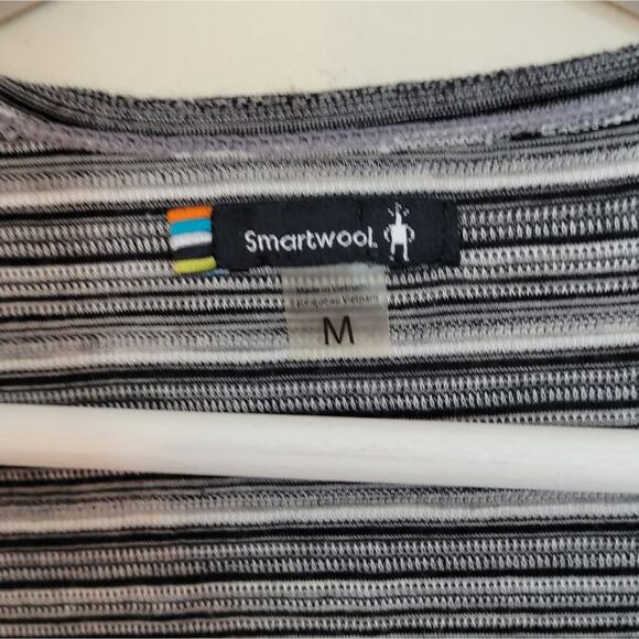 Smartwool Women's Size Medium Black‎ Stripe Horizon Line Wrap Cardigan Sweater - Picture 6 of 6